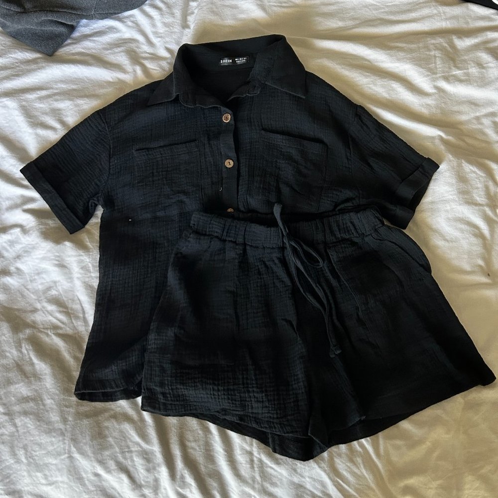 Matching Linen Collared Shirt and Shorts Set - NWOT